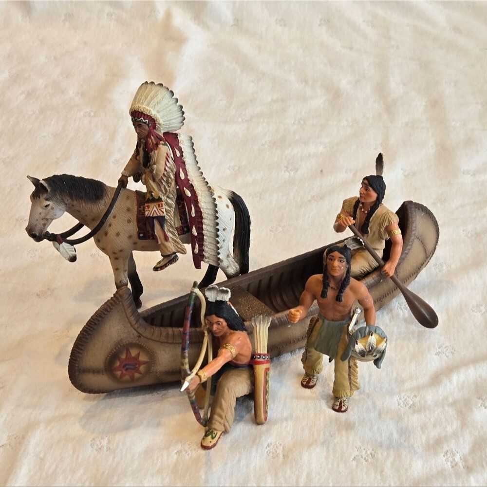 Schleich Wild West Action Figure Playset Standing Sioux, Canoe, Horse PRICE FIRM